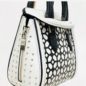 Alexander McQueen Authentic Geometric Heroine Black and White Bag